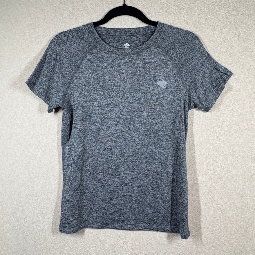 Rabbit Womens EZ Tee Heather Charcoal Grey Running Workout Shirt Size Medium